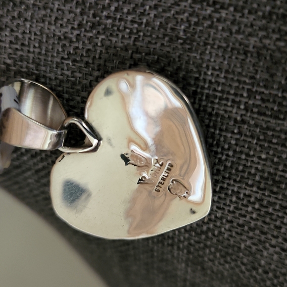 Fabulous NWT Native American Navajo Sterling & Turquoise Puff Heart Pendant - Picture 5 of 9